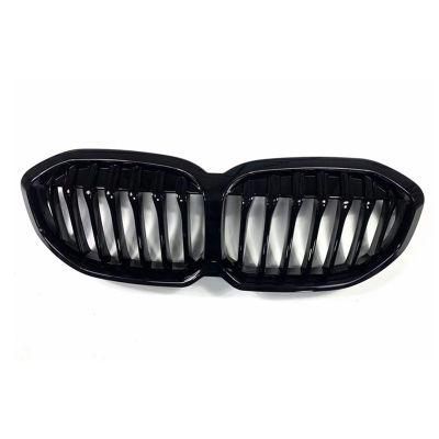 F40 Front Auto Bumper Mesh Grill Grille Carbon Look for B-MW 1 Serie F40 2020 Year Glossy Black ABS Kidney Car Grille
