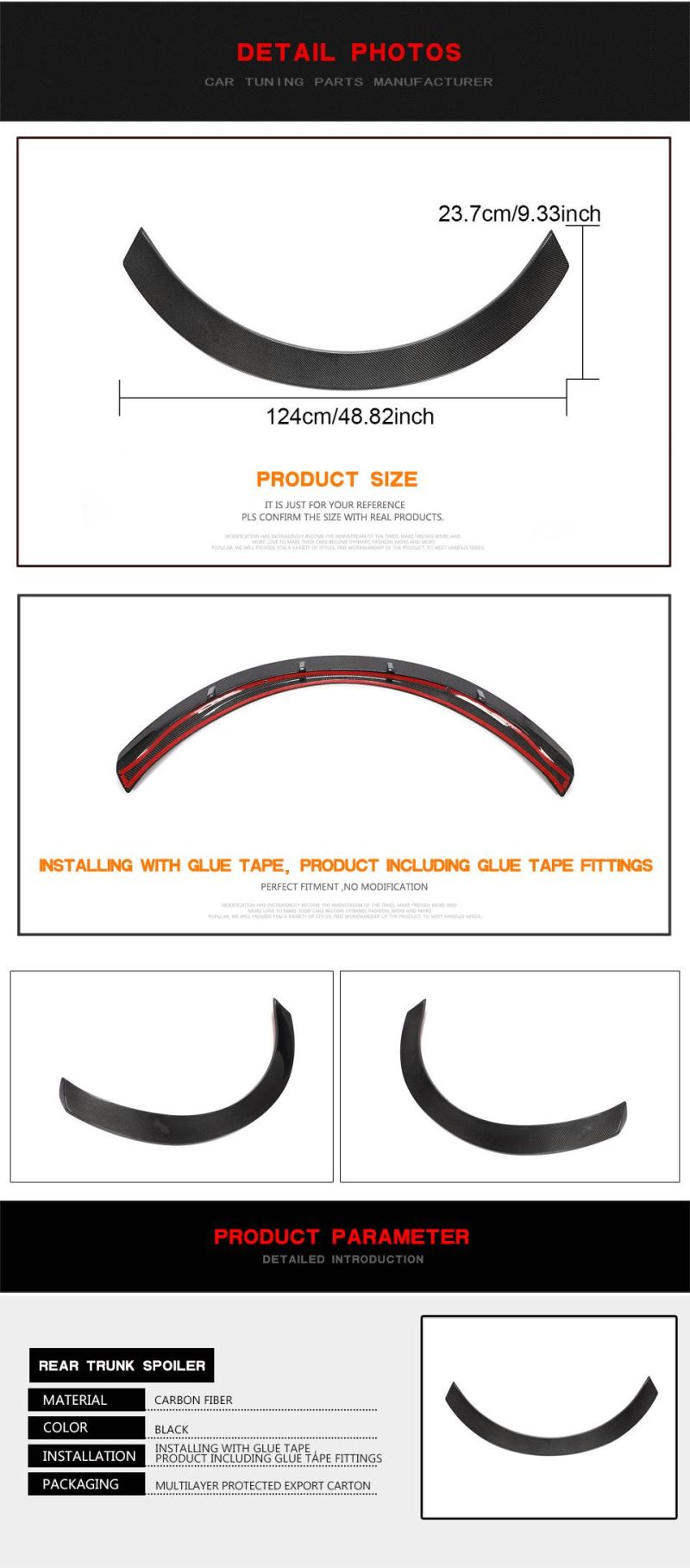 Carbon Fiber Rear Wing Spoiler for Toyota Supra A90 2019-2020