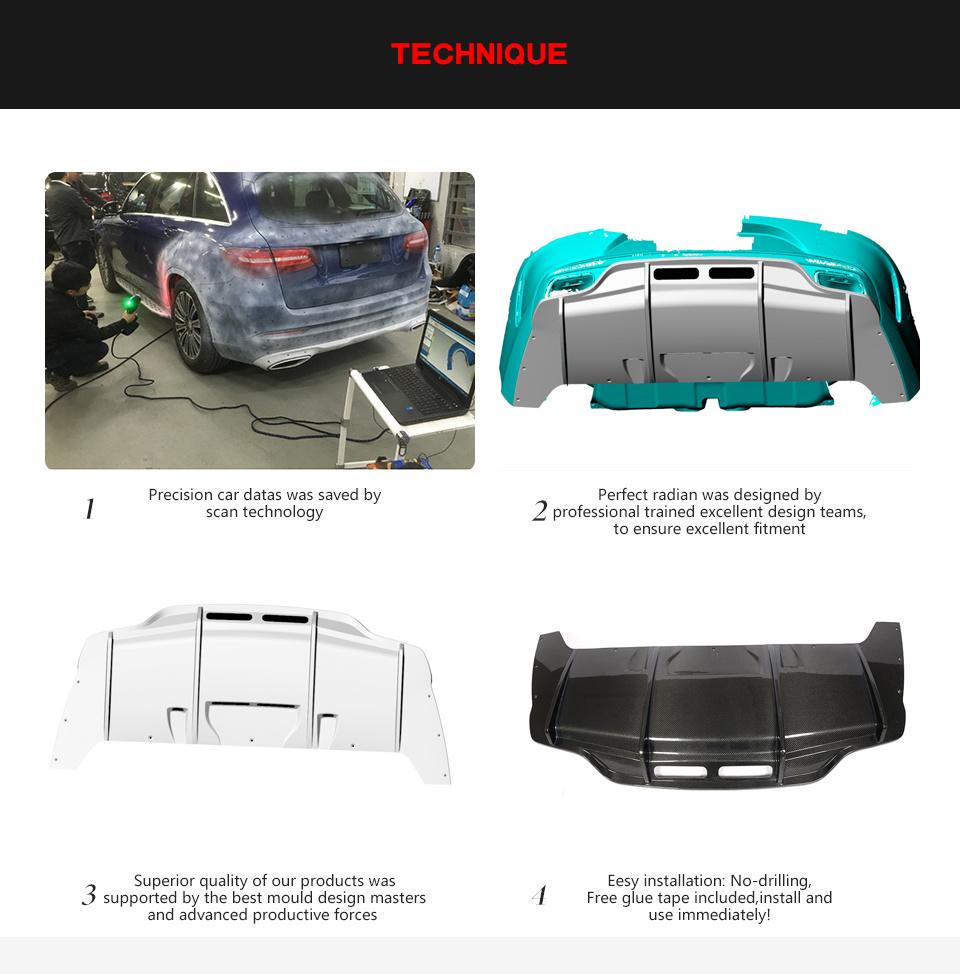 Carbon Fiber Carbon Fiber Rear Diffuser for Mercedes-Benz S-Class S500 S550 Coupe 2-Door 2014-2017