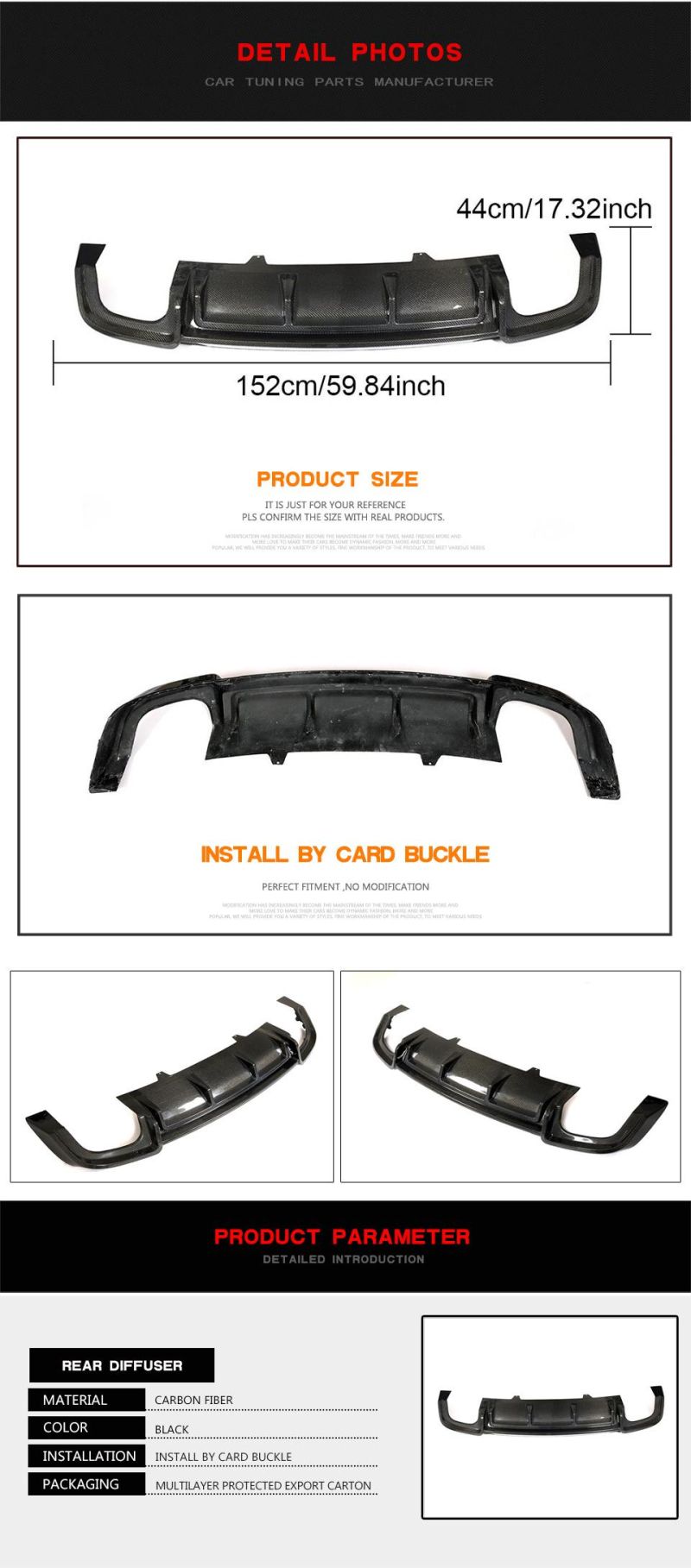 a Style Carbon Fiber Rear Diffuser Fit for Audi A5-Sline S5 2-Door 4-Door 2017-2018