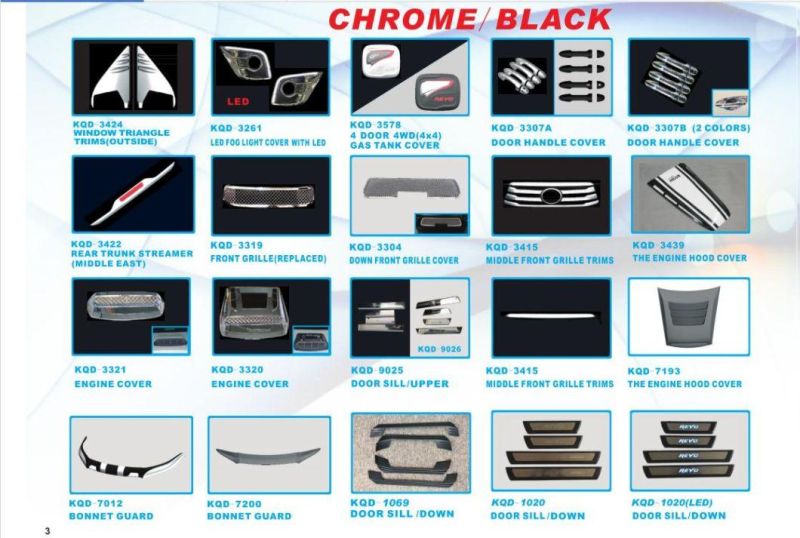ABS Chrome/Black Car Door Handle Bowl Cover for Toyota Revo