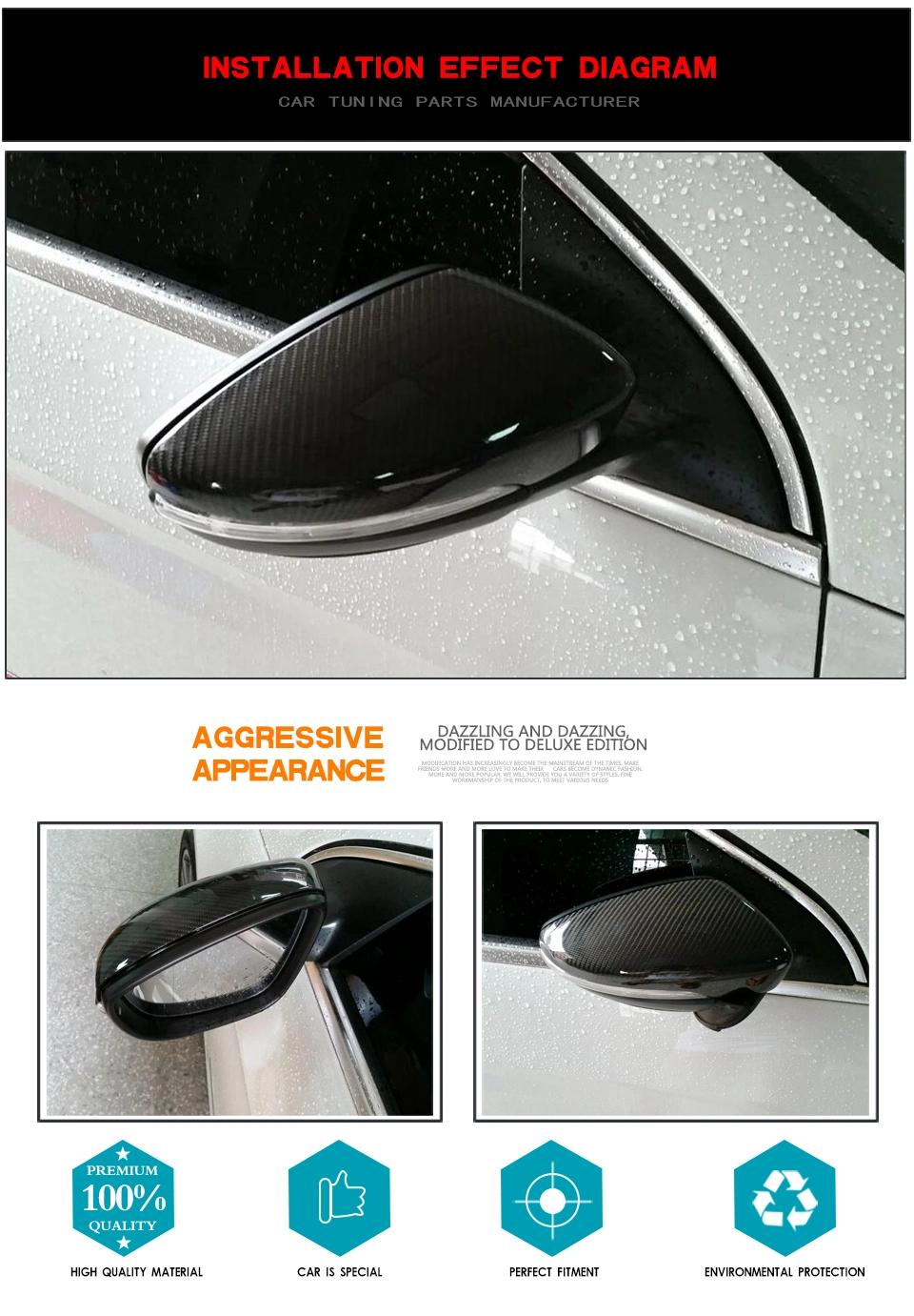 Dry Carbon Look Replacement Side Mirror Cap Car Mirror Cover Cap for VW Cc Arteon LHD