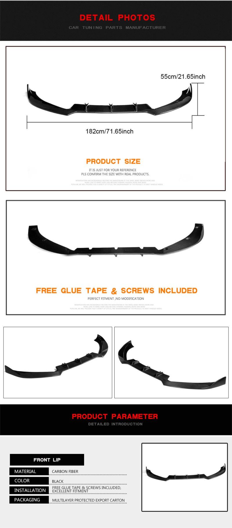 Jc Style Carbon Fiber Material RS5 Car Front Lip for Audi RS5 2012-2015