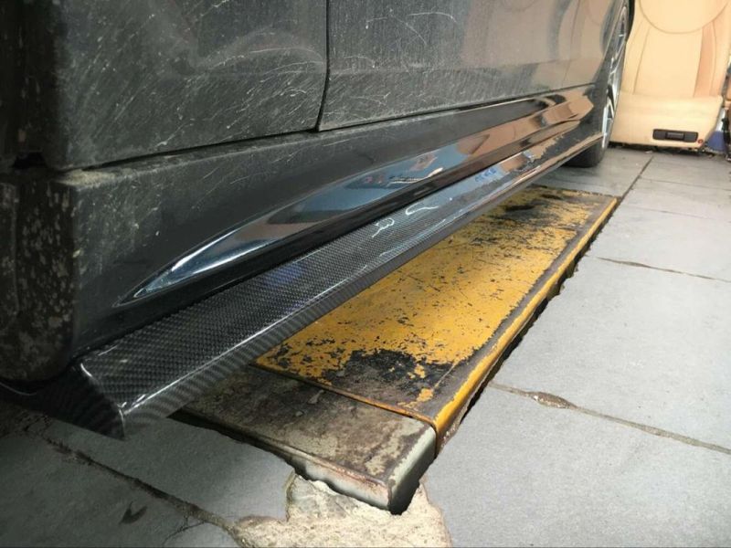 Carbon Fiber Side Skirts Extension Lips for Mercedes Benz W204 C63 Amg 12-15