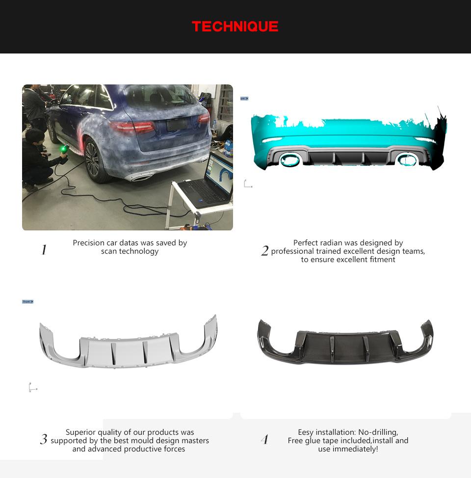Carbon Fiber RS3 Car Rear Diffuser for Audi RS3 Base Sedan 4-Door 2017-2019