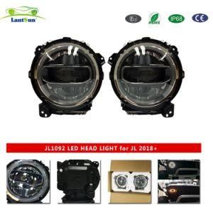 LED Headlight for Jeep for for Wrangler Jl 2018+ Head Lamp Lighting Ring with White Ring Aluminum Alloy Jl1092