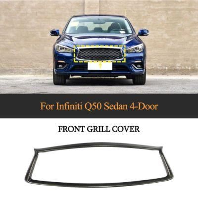 for Infiniti Q50 Carbon Fiber Front Grill Cover 2018-2019 Sedan 4-Door