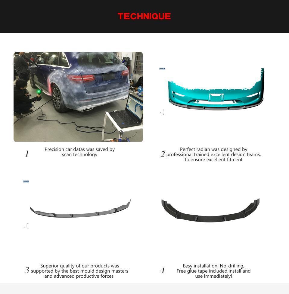 Dry Carbon Fiber Front Bumper Lip for Tesla Model Y Sport Utility 4-Door 2019-2021