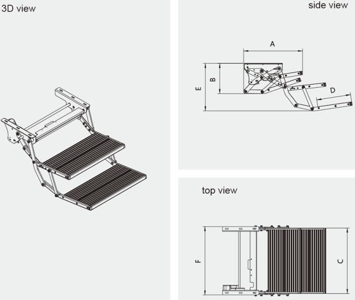 Manual Folding Step with 2 Steps Manual Foot Step for Motorhome (ES-F-D-600-M)