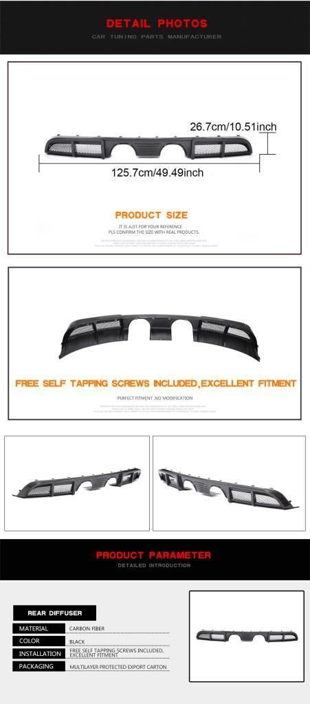 Carbon Fiber Rear Bumper Diffuser for Porsche 911 Carrera 2018-2019