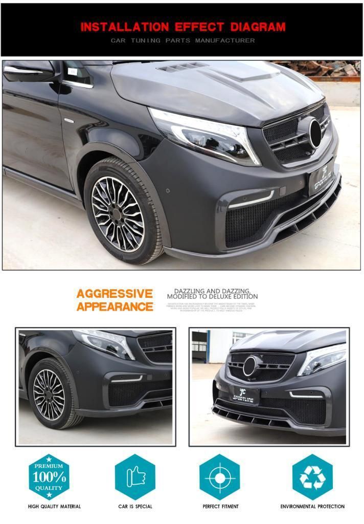 Carbon Fiber Front Bumper for Benz Mercedes V-Class W447 2015-2019