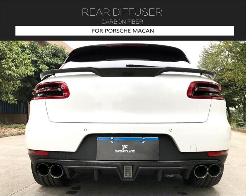 Carbon Fiber Rear Bumper Diffuser with LED for Porsche Macan