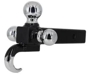 Triple Tri 3 Ball Trailer Hitch Receiver Mount 1 7/8&quot; 2&quot; 2 5/16&quot; Towing W/ Hook