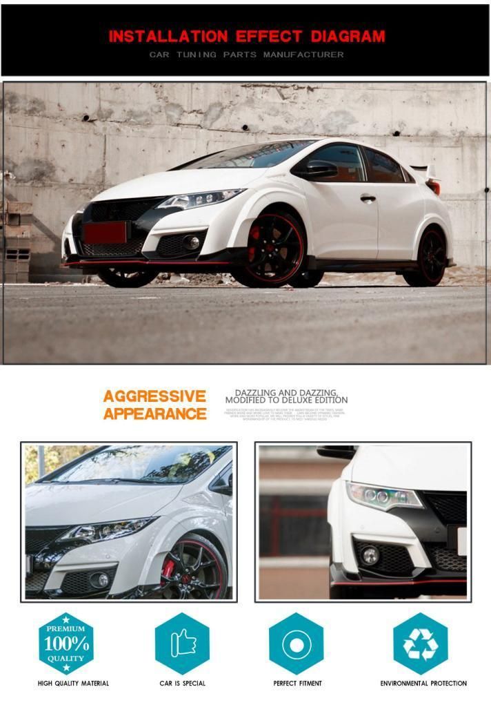 Dry Carbon Fiber Headlight Eyelids for Honda Civic Type-R 2015-2016