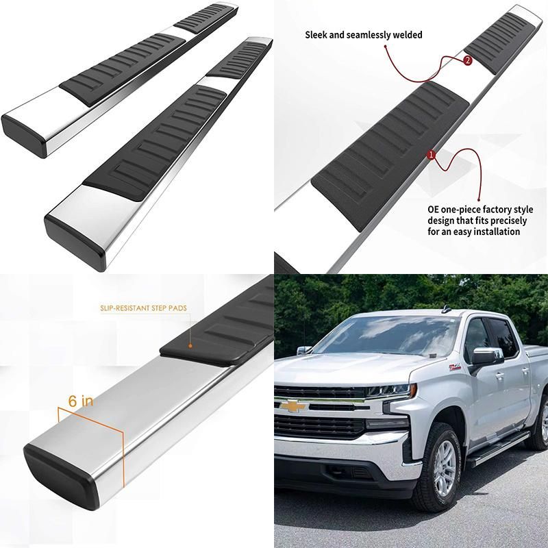 for 2007-2021Toyota Tundra Crew Cab 6"Stainless Steel Side Step Nerf Bar Running Board