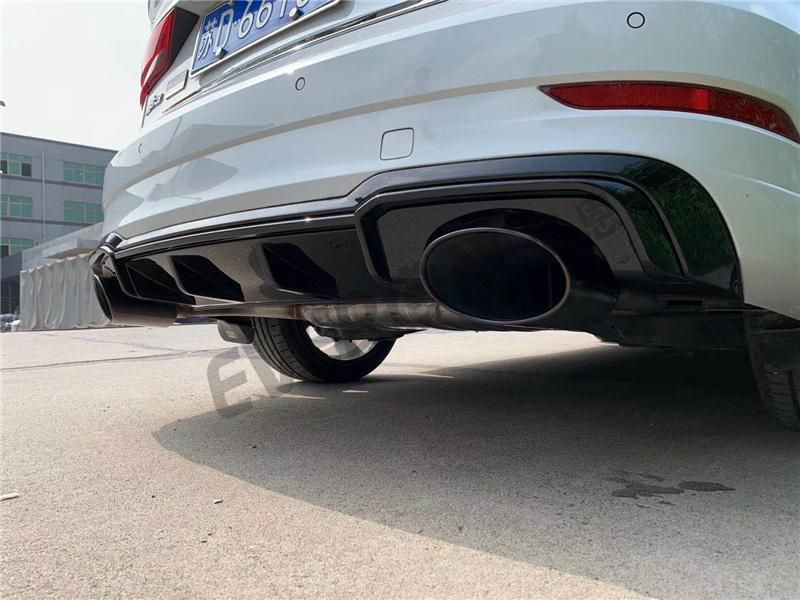 RS3 Style Rear Bumper Diffuser with Exhaust Pipe for Audi 2017 A3 Sedan Hatchback Sport