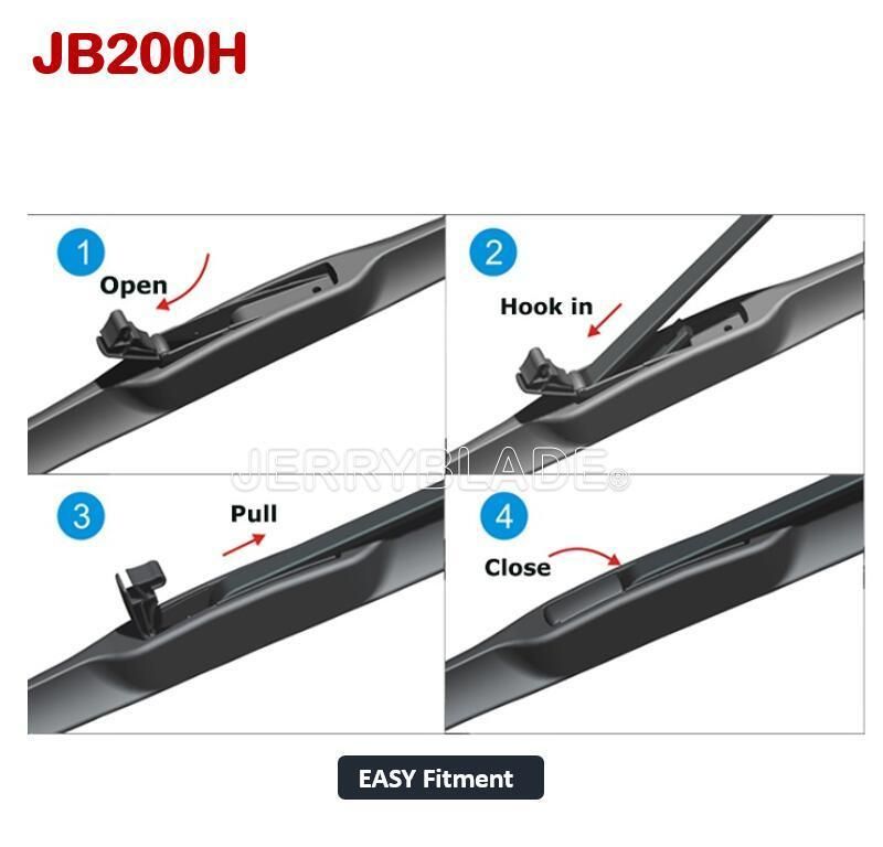 Denso Type Jerryblade Universal Hybrid Wiper Blade J/U Hook Best Seller Factory Supply OEM Cheap 12-28 Inch LHD & Rhd Jb200h