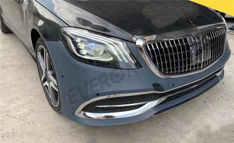 Car Body Parts Full Body Kit for Mercedes Benz S Class W221 2006-2012 Upgrade to W222 2018 Maybach Model with Headlights Taillights Hood and Fenders