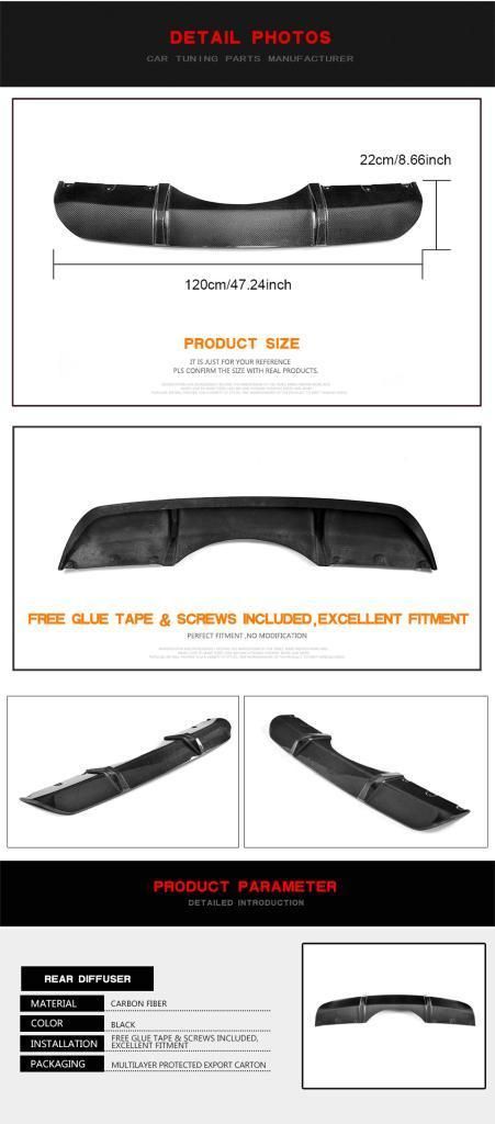 Carbon Fiber Rear Bumper Diffuser for BMW F15 X5 M Tech 2014-2015