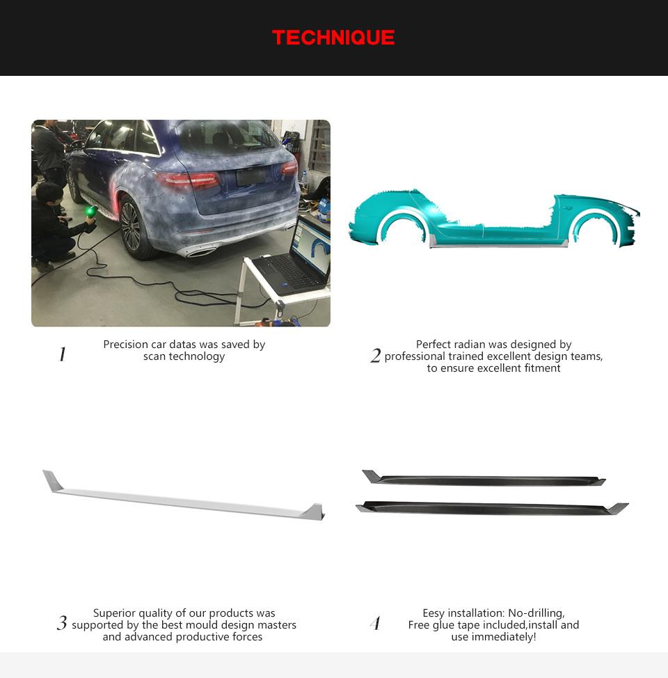 Carbon Fiber Side Skirts Extension for Tesla Model 3 Sedan 4-Door 2017-2019