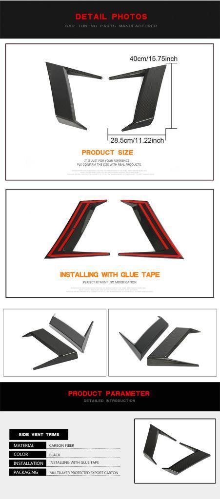 Carbon Fiber Side Vent Trims Canards for Mercedes-Benz G Class G63 Amg 2019-2020