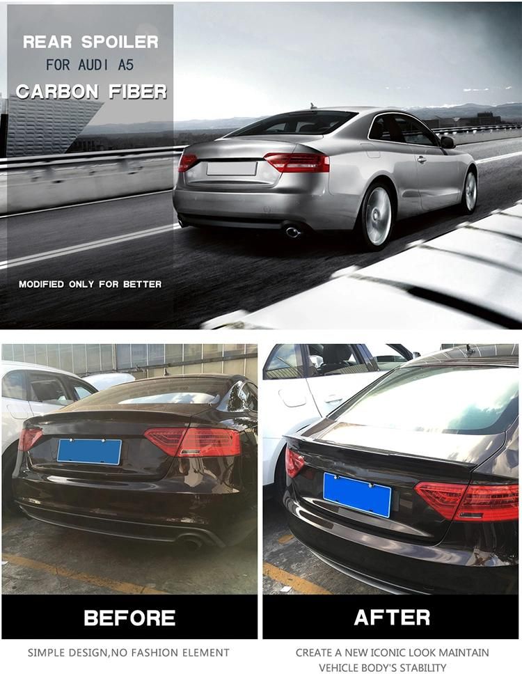 Carbon Fiber Rear Trunk Wing Spoiler for Audi A5 S5 S Line Hatchback 4-Door