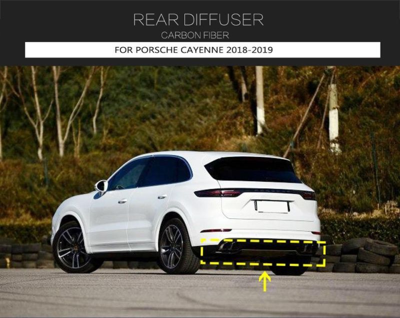 Carbon Fiber Rear Bumper Diffuser for Porsche Cayenne Sport Utility 4-Door 2018-2019