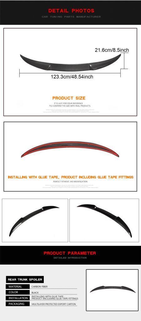 Carbon Fiber Car Rear Trunk Spoiler for Volkswagen Cc Sedan 4-Door 2013-2018