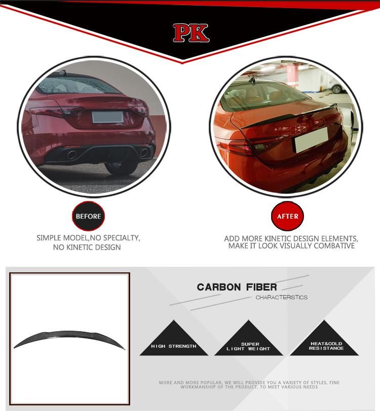 Carbon Fiber Auto Rear Spoiler for Alfa Romeo Giulia Quadrifoglio Style Sedan 4-Door 2015-2017
