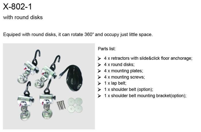 Wheelchair Tie Down System, Wheelchair Accessiblity (X-801-2)