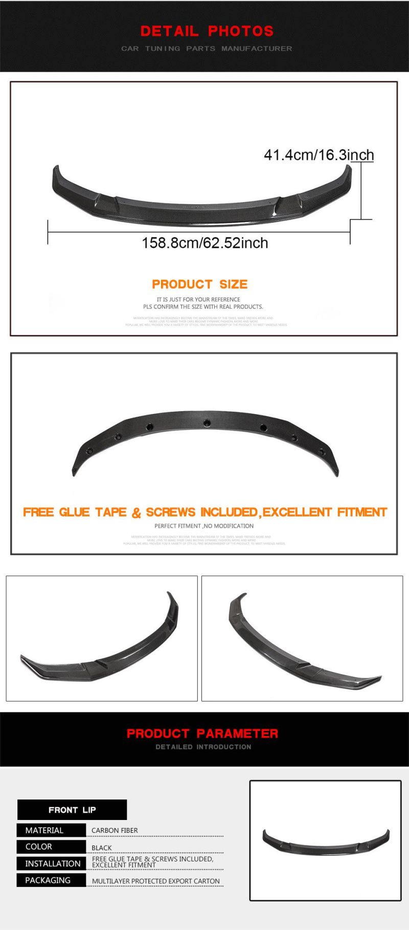 Carbon Fiber Front Splitter Lip for BMW F87 M2 Competition Coupe 2-Door 2018-2020
