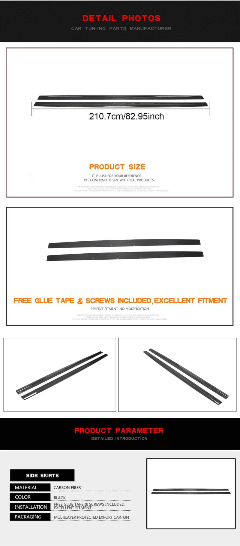 Carbon Fiber Side Skirts for Audi RS6 2013-2016