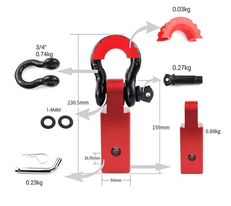 Forged 4*4 Aluminum Hitch Receiver with Tow Shackle