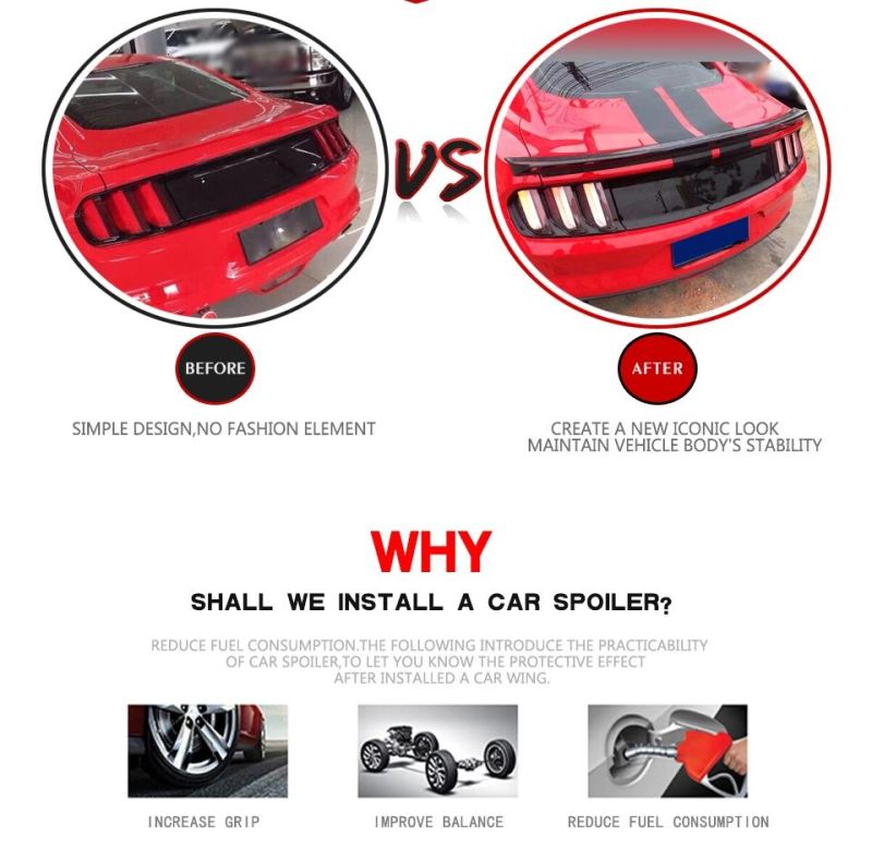 Carbon Fiber Rear Trunk Spoiler for Ford Mustang 2015