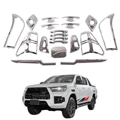 4X4 Car Accessories Sliver Black ABS Plastic Black Full Set Electroplating Parts Chrome Kits for Hilux Vigo 2012-2017