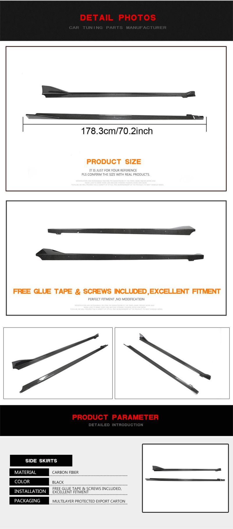 Carbon Fiber Side Skirts Extension for Toyota Supra 2019-2020