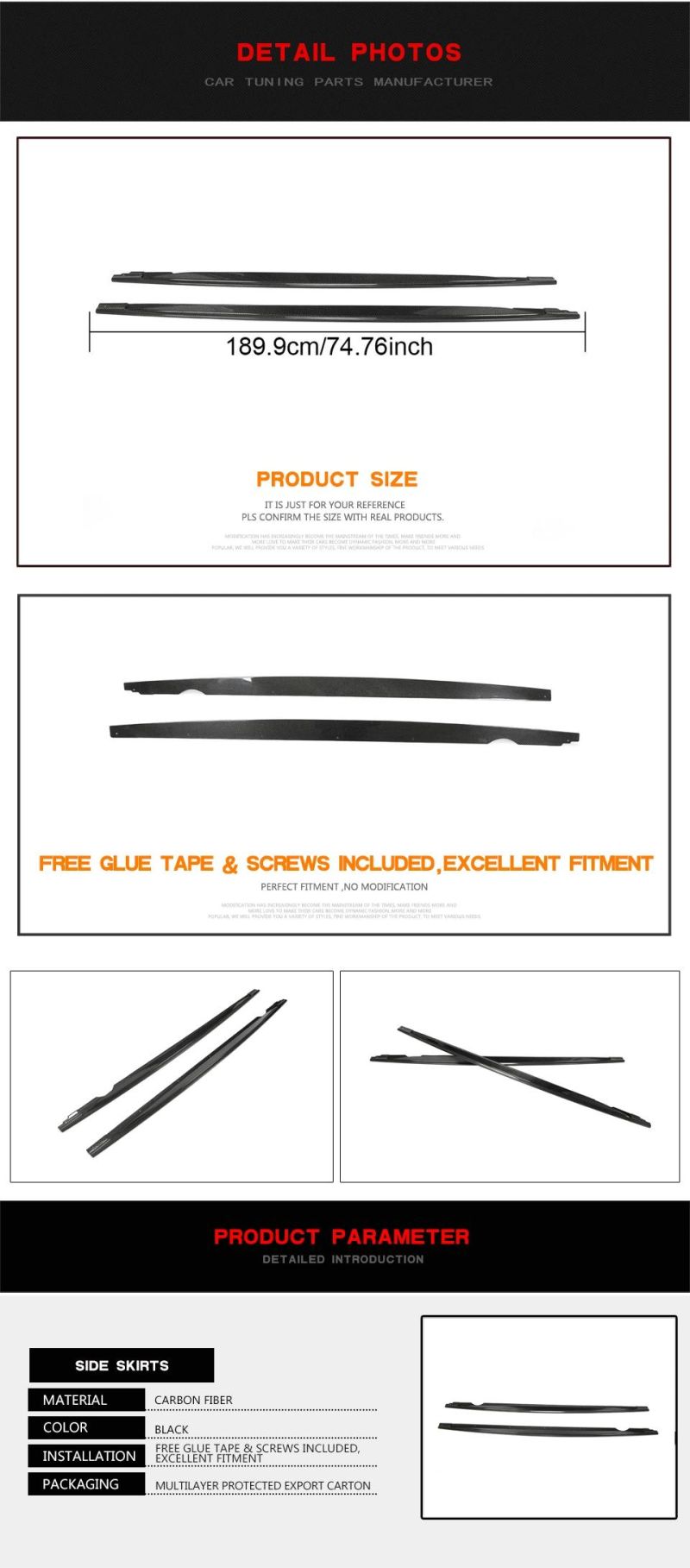 Carbon Fiber Side Skirts for Volkswagen Mk8 Golf R 2021-2022