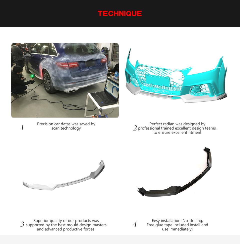 Car Carbon Fiber Ttrs Front Bumper Lip Spoiler for Audi 2016-2018