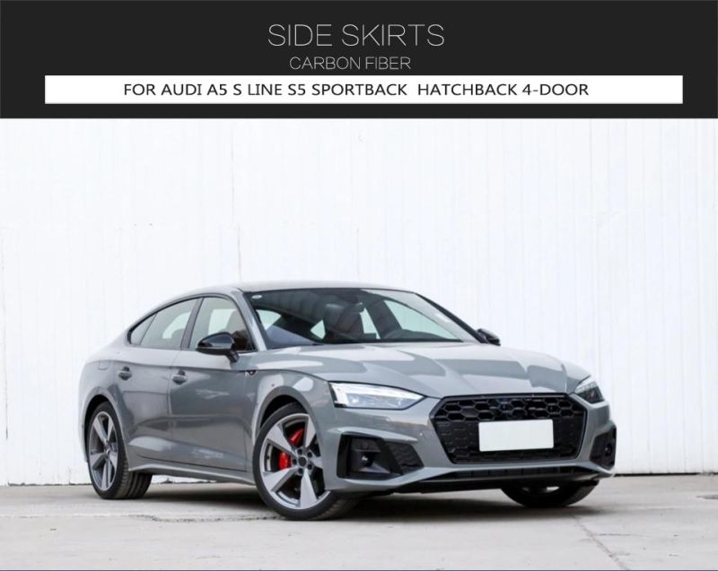 Prepreg Dry Carbon S5 Car Side Skirt Kits for Audi S5 B9 A5 Sline Sportback 4-Door 2020- 2022
