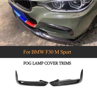 Carbon Fiber Front Fog Lamp Fins Splitters Trim Canards for BMW F30 F31 M Sport 2012 - 2018