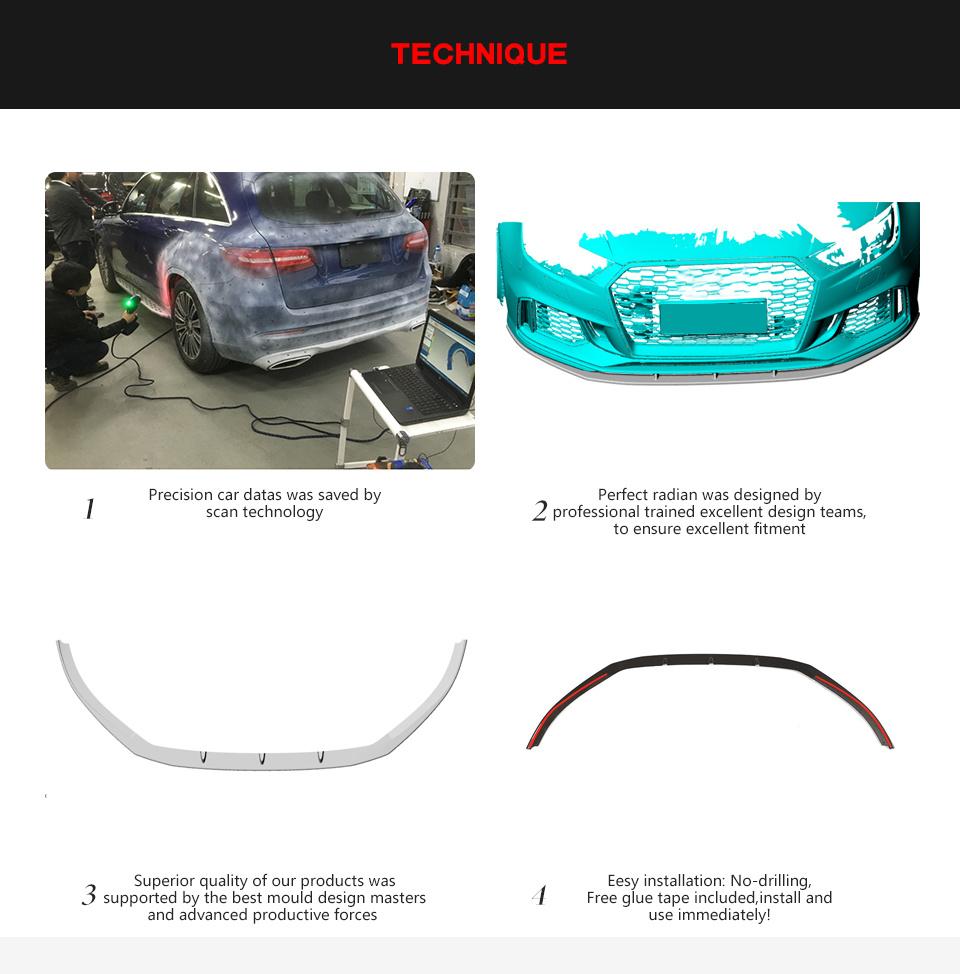 Carbon Fiber Front Lip Chin Spoiler for Audi RS3 8V Facelift Sedan 2017 - 2019