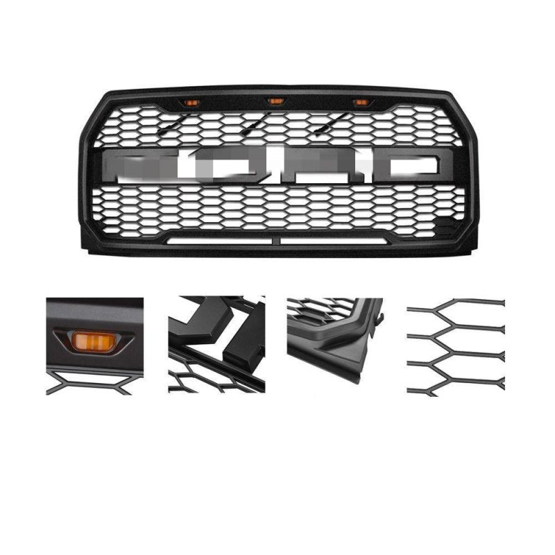 Car Decoration for Ford F-150 to Raptor2015 - 2017 Front Grill with LED Light