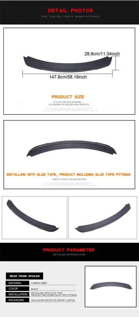 ABS Rear Boot Spoiler Wings for Ford Mustang Gt V8 V6 Coupe Gt350 2015 - 2018