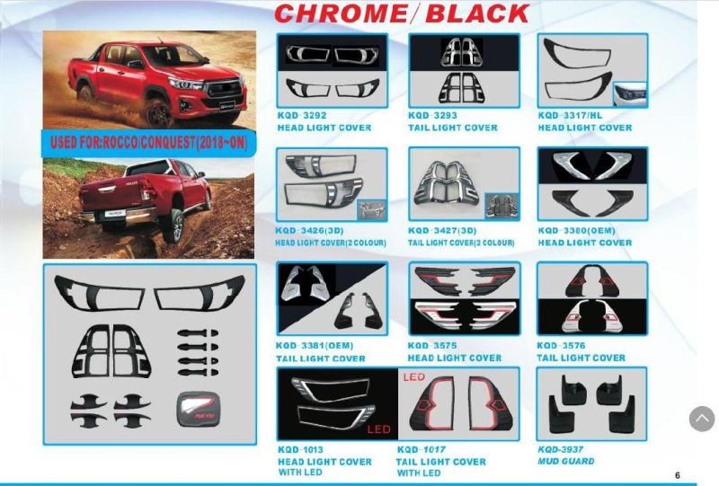 ABS Chrome/Black Car Door Handle Bowl Cover for Toyota Revo