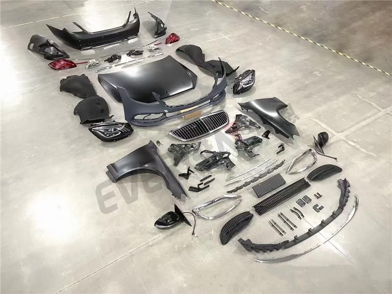 Car Body Parts Full Body Kit for Mercedes Benz S Class W221 2006-2012 Upgrade to W222 2018 Maybach Model with Headlights Taillights Hood and Fenders