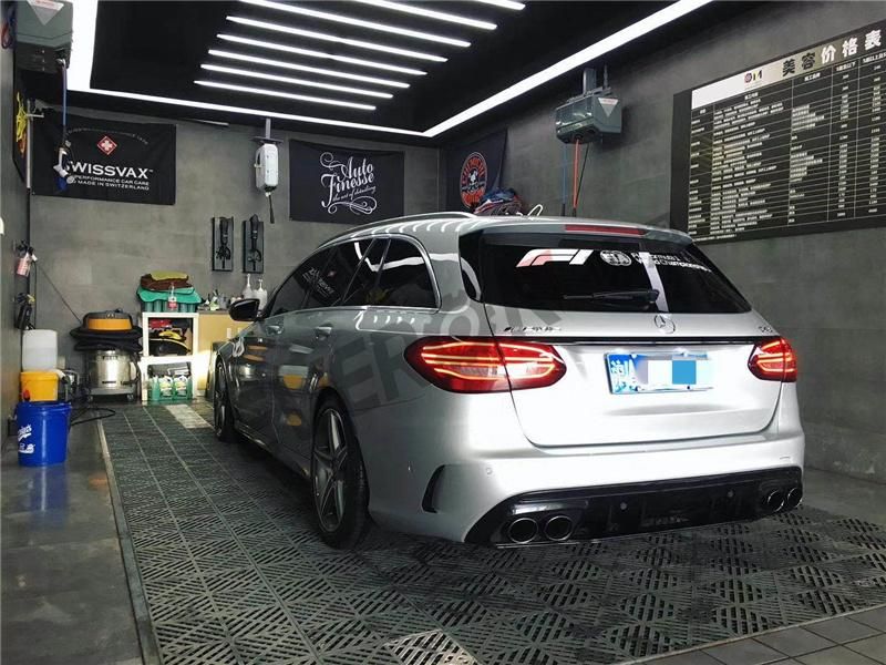 C43 Amg Rear Diffuser with Exhaust Pipes for Mercedes Benz W205 C Class 2015-2019