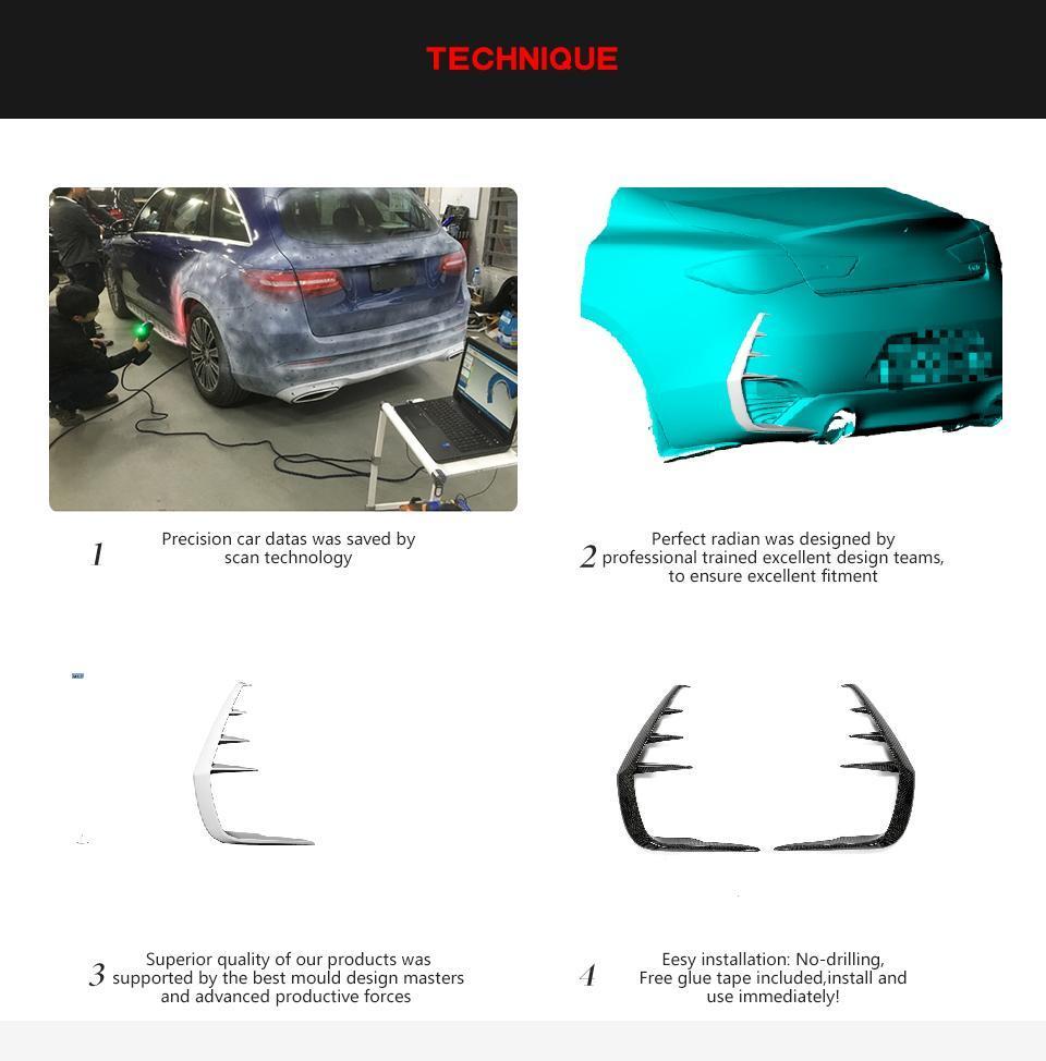 Carbon Fiber Rear Bumper Canards for Infiniti Q60 Coupe 2-Door 2016-2020