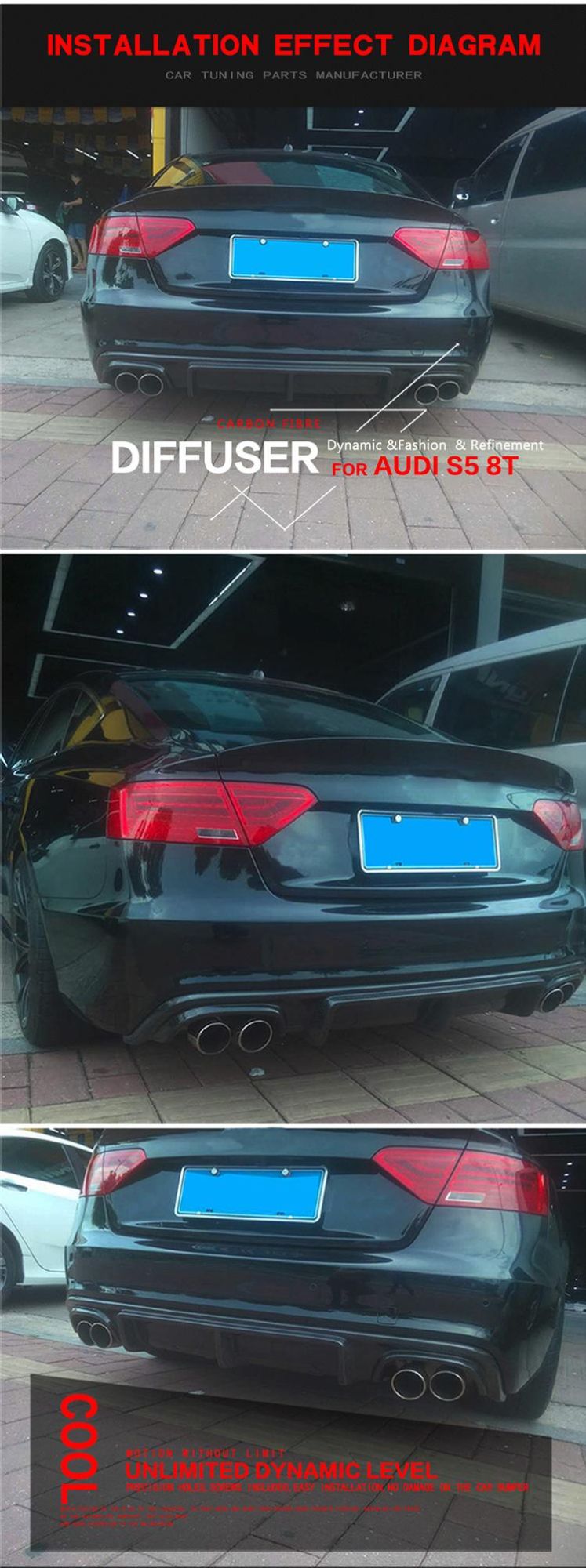 Carbon Fiber A5 S5 Rear Lip Diffuser for Audi A5 S5 8t Coupe 2 Door 12-14 (Fits: A5)
