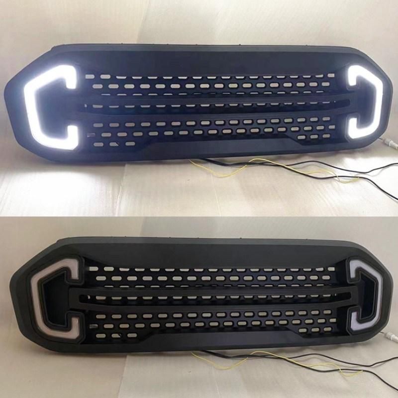 Front Bumper Grille Fit for Ford Ranger T8 Wildtrak 2018+ Raptor Modified Grille with LED