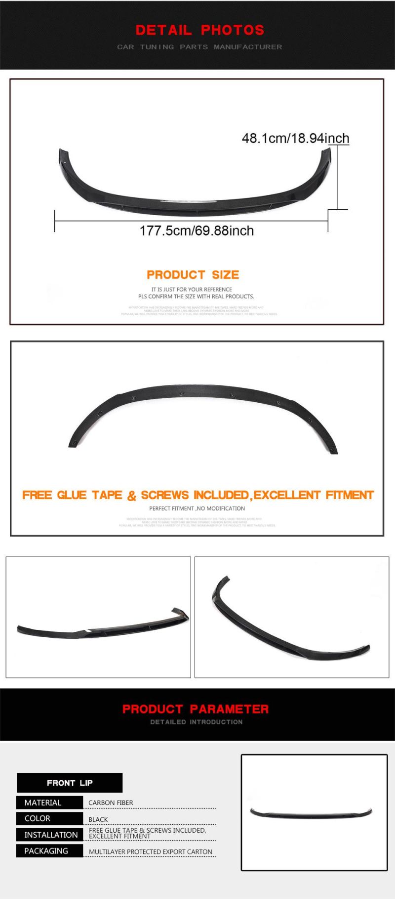 Carbon Fiber Front Lip for Mercedes Benz C Class W206 C205 A205 C43 Amg 2019-2021